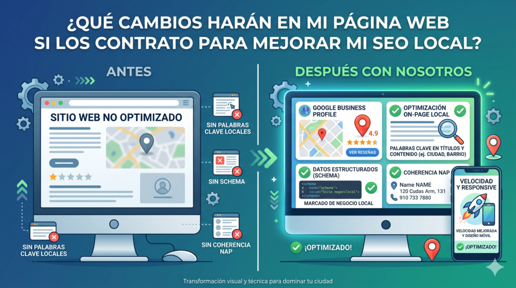 ¿Qué cambios harán en mi página web si los contrato para mejorar mi SEO Local