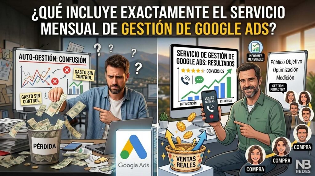 ¿Qué incluye exactamente el servicio mensual de gestión de Google Ads?